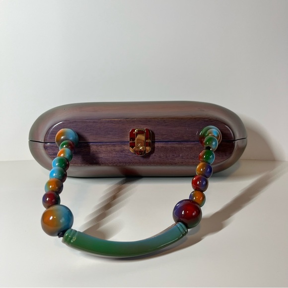 Timmy Woods, Women’s Beverly Hills, Vintage Wooded Purse - Picture 5 of 16